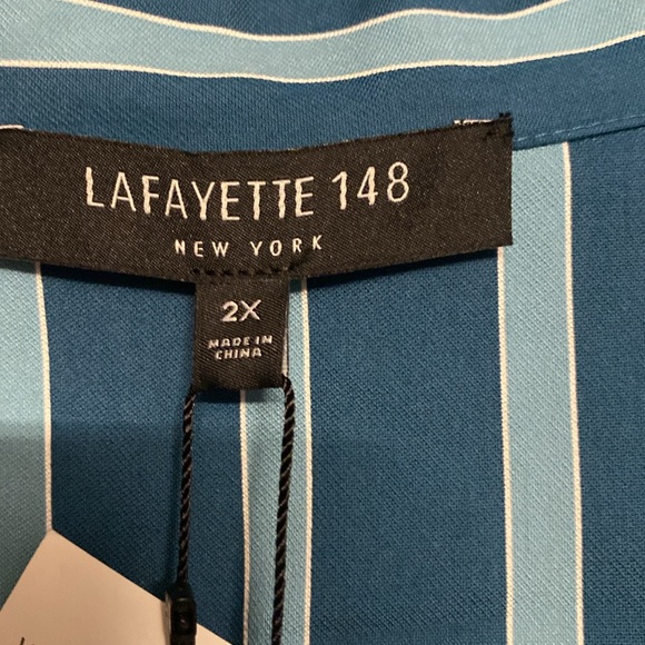 NWT Lafayette 148 New York Maryana Top Size 2X Color Pacific Multi Teal - Picture 4 of 8
